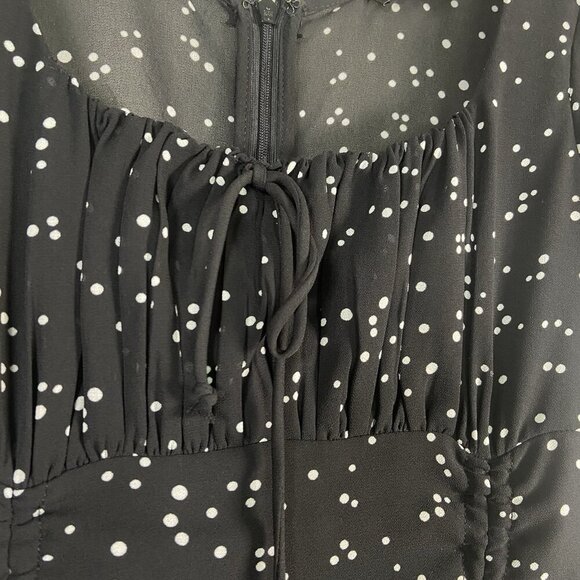 Cotton Candy LA Peasant Cinched Dress Size S Small Fairy Polka Dot‎ Ruched Mini - Picture 5 of 11